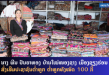 ຕໍ່າແຜ່ນແພຝ້າຍທໍາມະຊາດຍ້ອມສີເປືອກດູ່ລາຍລື້ເຮັດໃຫ້ຄອບຄົວມີລາຍຮັບ 150 ລ້ານກີບຕໍ່ປີ